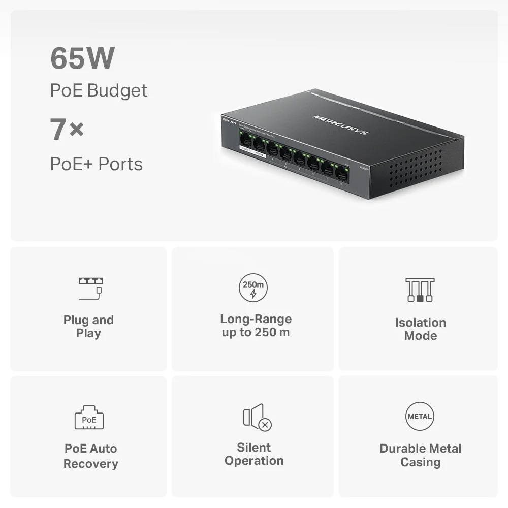 Mercusys MS 108GP 8-Port Gigabit Desktop Switch with 7-Port PoE+ - Image 5
