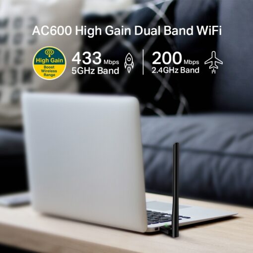 TP-Link Archer T2U Plus AC600 High Gain Wireless Dual Band USB Adapter - Image 6