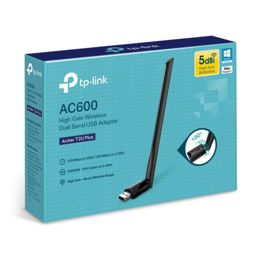 TP-Link Archer T2U Plus AC600 High Gain Wireless Dual Band USB Adapter - Image 3