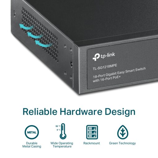 TP-Link SG1218MPE 18-Port Gigabit Easy Smart Switch with 16-Port PoE+ - Image 4